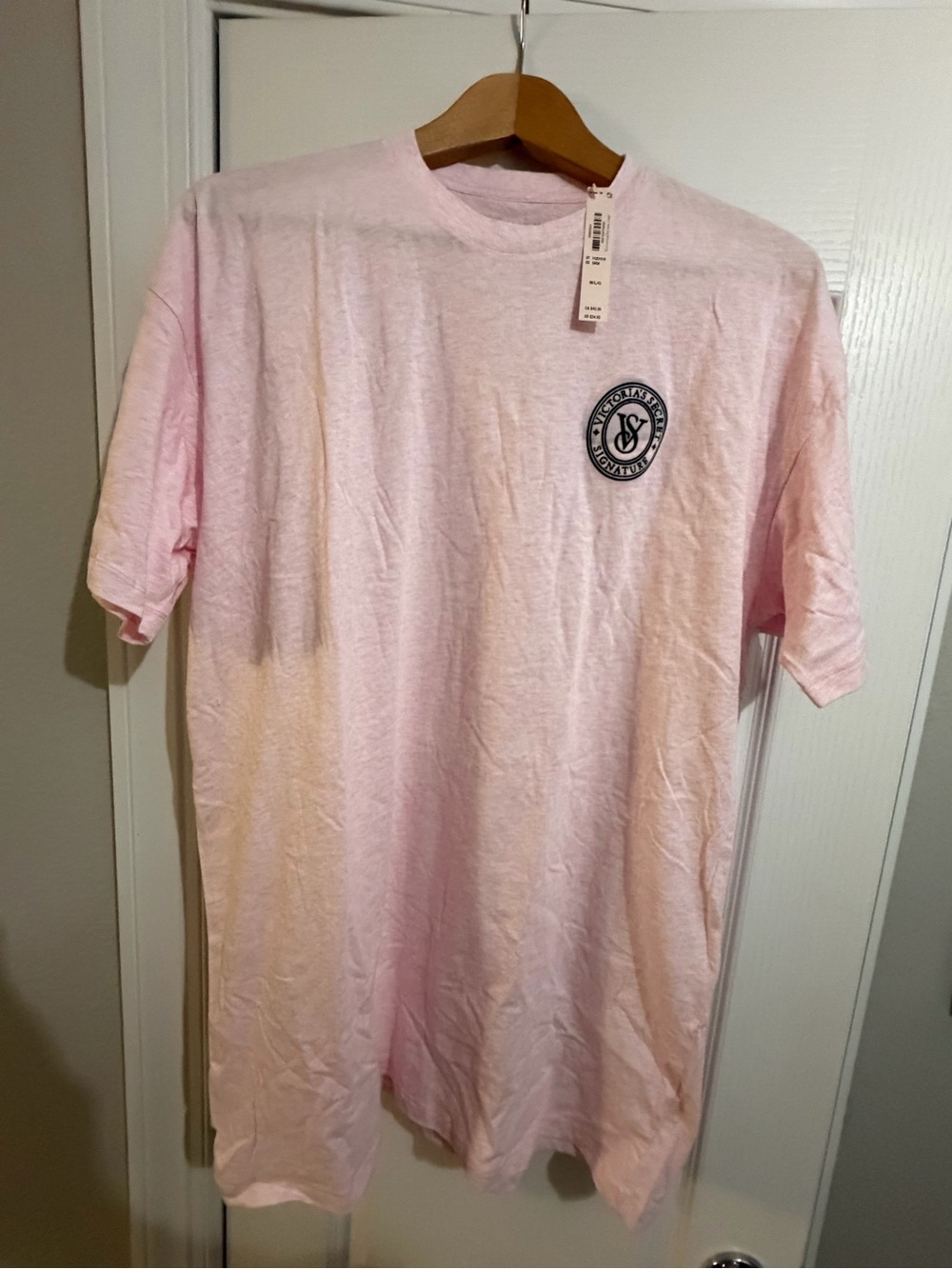 Victoria's Secret Light Pink Sleeping Tee with Signature Logo